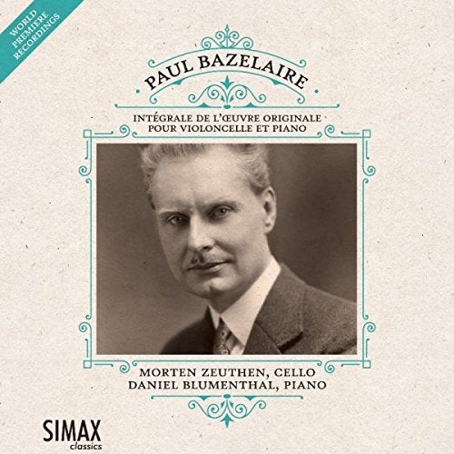 CD cover with a black-and-white portrait of Paul Bazelaire, surrounded by ornate teal border.