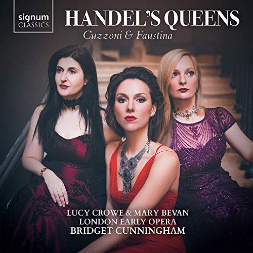"CD cover featuring three women in formal dresses, titled 'Handel's Queens'."