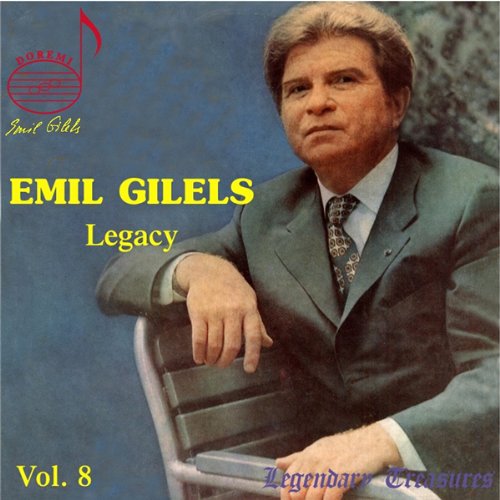 CD cover featuring Emil Gilels sitting at a piano, wearing a suit.