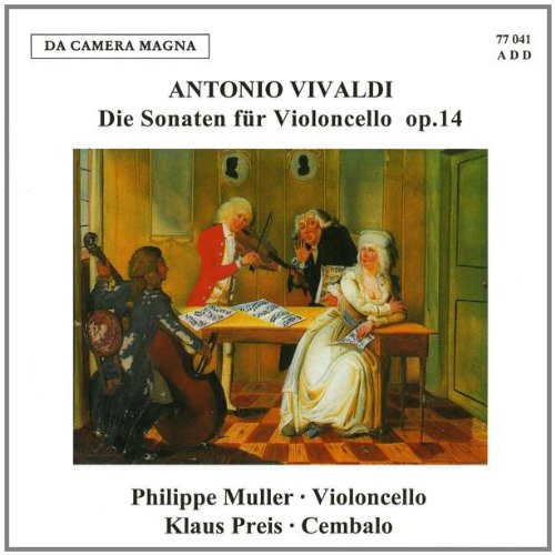 A CD cover with a classical music scene: four musicians in a room.