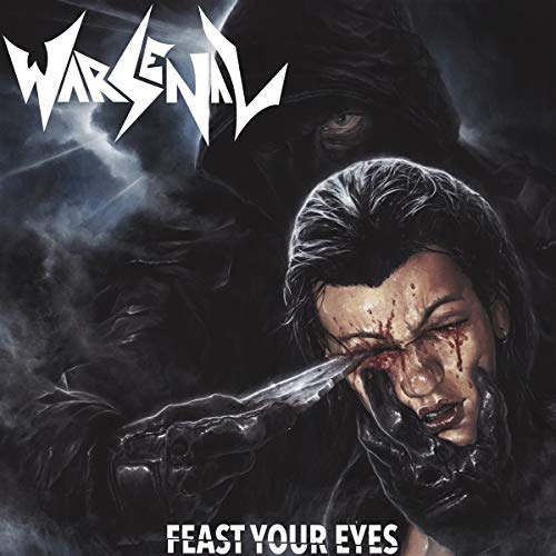 "WARSENAL album cover featuring a man with a knife to his eye, bloodied face."