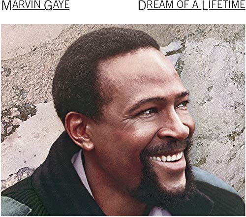 "Album cover featuring a smiling Marvin Gaye against a textured wall background."