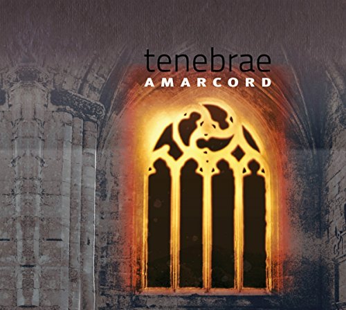 Album cover with "tenebrae" and "amarcord" text, featuring a glowing Gothic window.