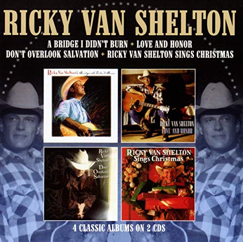 "CD cover with four album covers and a man in a cowboy hat."