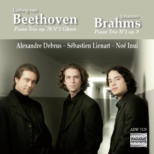 CD cover featuring three men in black suits and composers' names at the top.