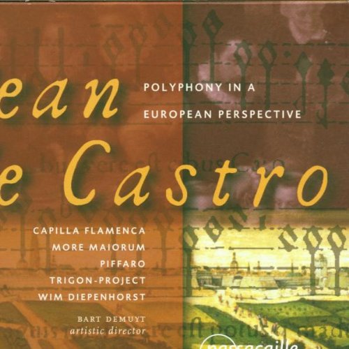 "CD cover with 'Jean de Castro' in yellow text on a red and yellow-toned background."