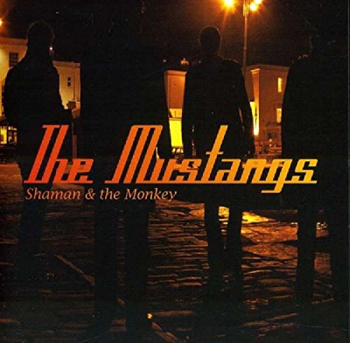 "Album cover with silhouetted figures and 'The Mustangs' in orange and yellow text."