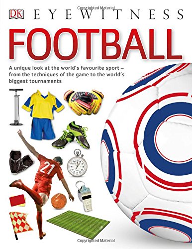 "Book cover with 'DK Eyewitness Football' title, soccer ball, and related equipment images."