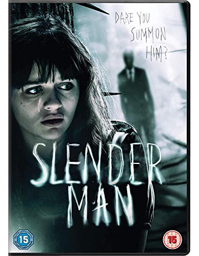 "DVD cover featuring a frightened girl and a shadowy figure in the background."