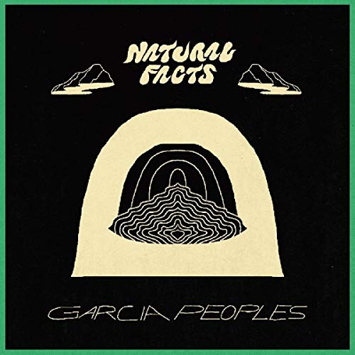 Album cover with black background, green border, and stylized mountain illustration.