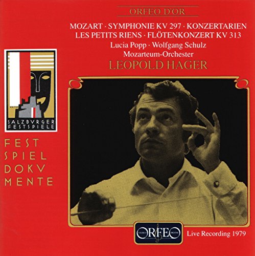 Red CD cover with a conductor and text in multiple languages.