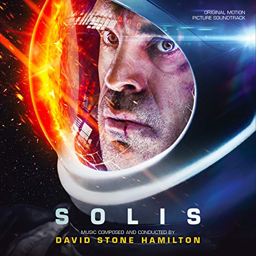Album cover for "Solis" with astronaut's face, sun, and space scene.