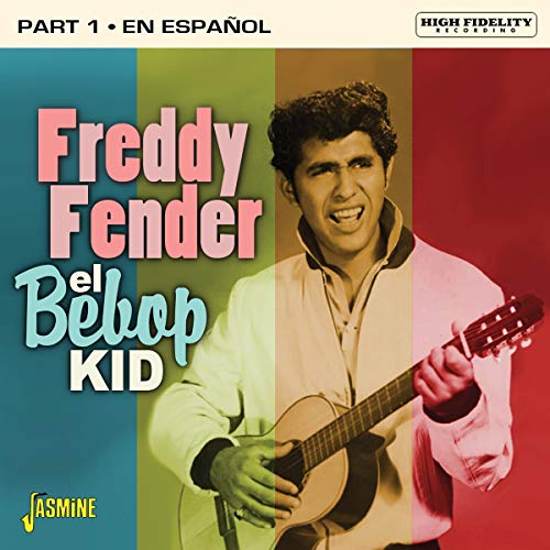 Freddy Fender album cover with a man holding a guitar, multicolored background.