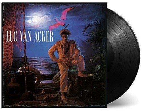 "Album cover with man in white uniform posing on a nautical-themed background."