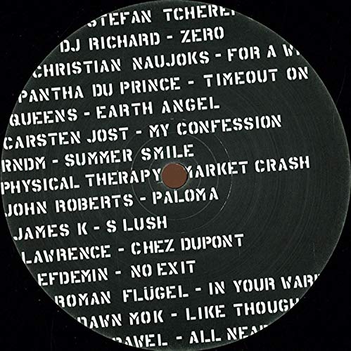 Black vinyl record with white text and barcode on a white background.