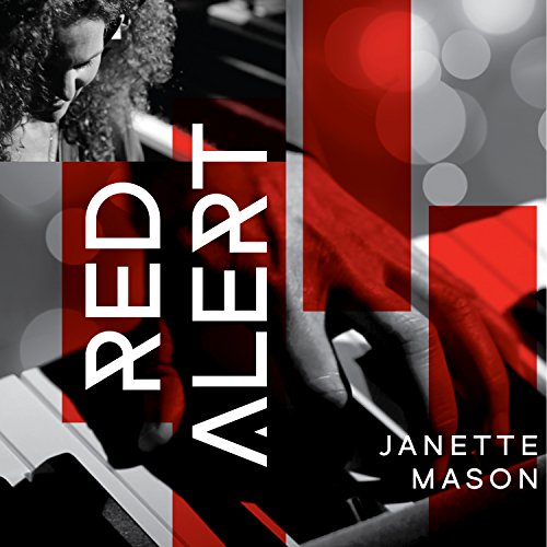 "Album cover for 'Red Alert' by Janette Mason, featuring a woman playing piano."