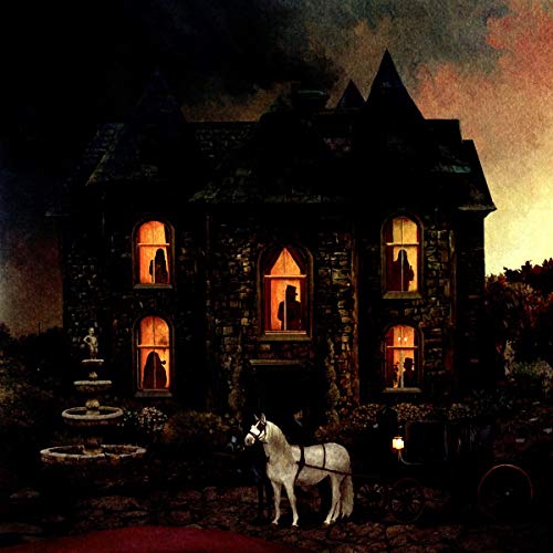 "Album cover art: dark mansion with horse and carriage in the foreground."