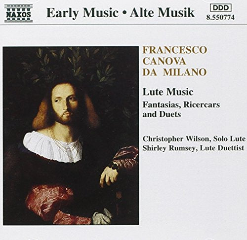 CD cover featuring a Renaissance man's portrait, holding a lute, with text on the right.
