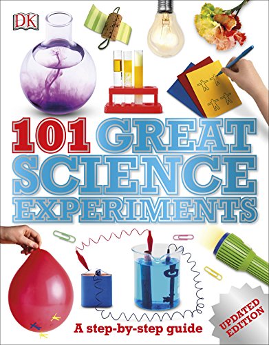 "Book cover with '101 Great Science Experiments' title, surrounded by science experiment images."