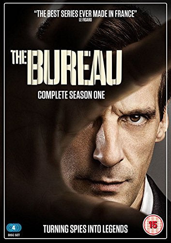 DVD cover for "The Bureau Season 1" with a man's face partially shadowed.