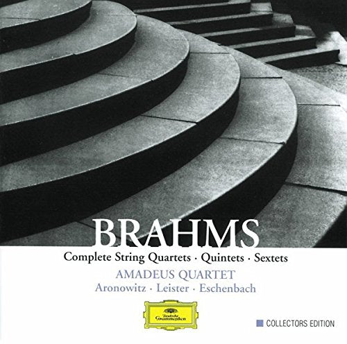"CD cover featuring a black and white staircase image with 'Brahms' text."