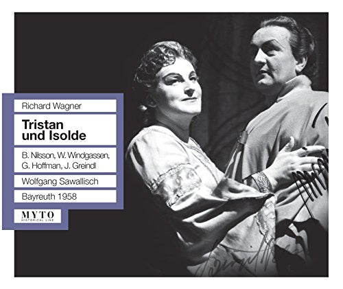 "Black and white CD cover with opera singers, text on left side."