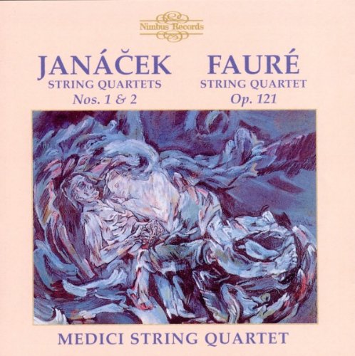 CD cover with abstract blue artwork and blue text on peach background.