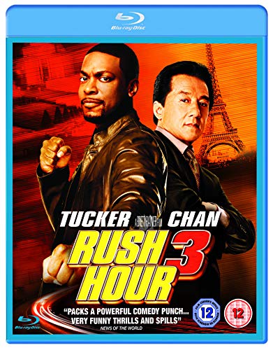 "Blu-ray case with 'Rush Hour 3' cover featuring two men back-to-back."