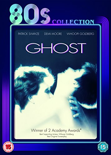 DVD cover of "Ghost" showing embracing couple, man shirtless, woman in white dress.