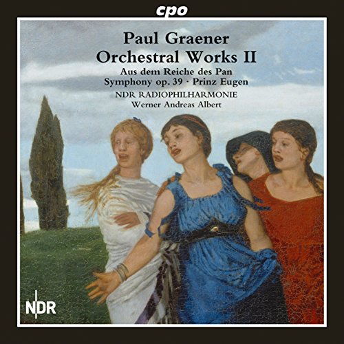 "CD cover with classical painting of four women and text on a black background."