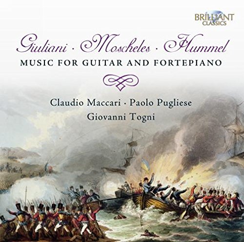 "CD cover featuring a naval battle scene with text describing classical music."