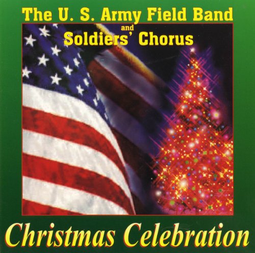 "CD cover with US flag and Christmas tree on green background."
