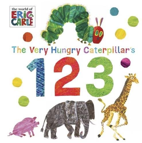 Children's book cover featuring a caterpillar, elephant, and giraffe with colorful numbers and balls.