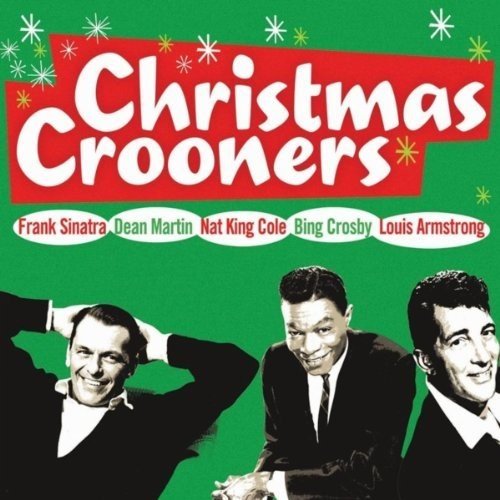"CD cover featuring three men in suits against a green background with festive design."