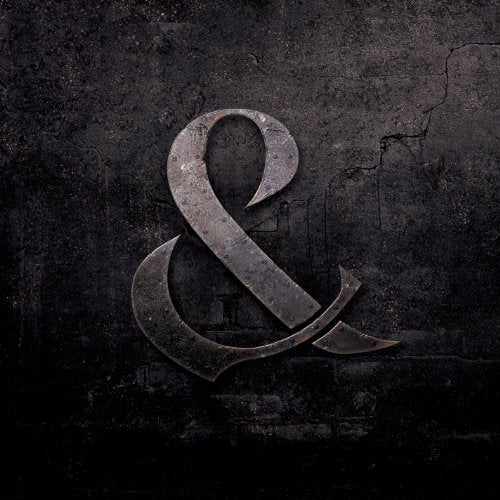 A dark, grungy background with a large, metallic ampersand (&) symbol in the center.