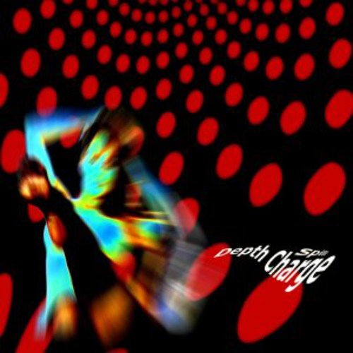 Album cover with blurry musician and red dots on black background, titled "Depth Charge - Spill".