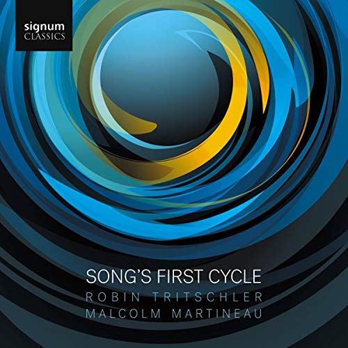 "Album cover with blue and yellow swirling design, featuring artist and title text."