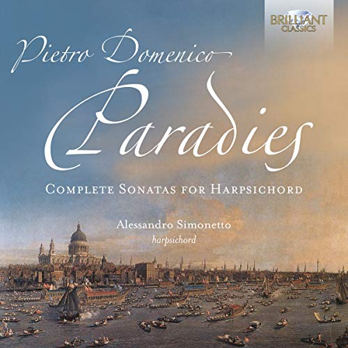 "CD cover featuring a 18th-century harbor scene with 'Pietro Domenico Paradies' in white text."