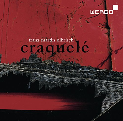 Red album cover with black wooden beam and artist name "franz martin olbrisch".