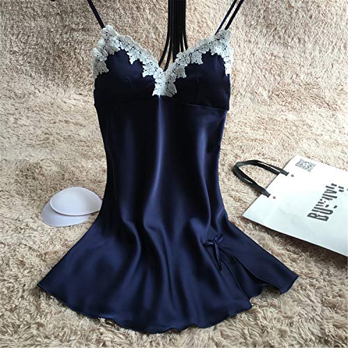 Fish Samantha - BABIFIS Ladies Sexy Nightdress Silk V-neck Floral Sleepwear Lingerie Babydoll Nightgown Mini Sleeveless Women Sleepshirt B XL [VINYL]