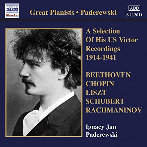 CD cover with a black-and-white photo of Ignacy Jan Paderewski on a blue background.