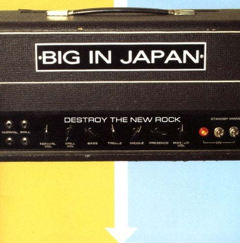 "Black guitar amplifier head with 'Big In Japan' and 'Destroy The New Rock' text."