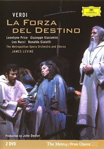 DVD cover for Verdi's "La Forza del Destino" featuring three opera singers in dramatic attire.