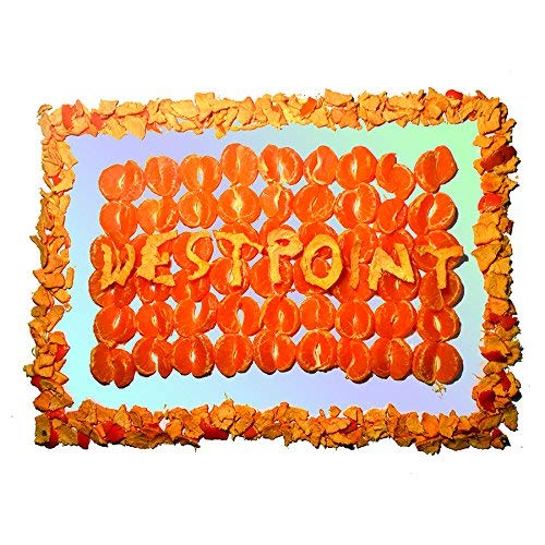 The image shows a rectangle of orange segments spelling "WESTPOINT" on a blue-green background.