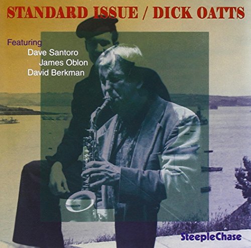 "Album cover with a man playing saxophone, layered over a scenic background image."