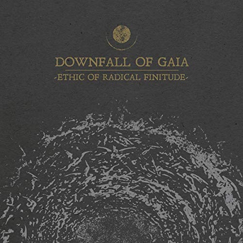Dark grey album cover with gold text and abstract white design at the bottom.