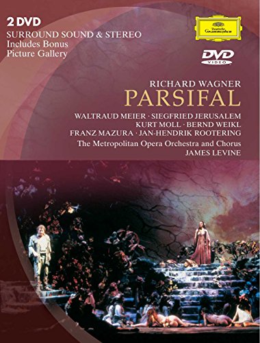 DVD cover for "Parsifal" opera, featuring a stage scene with actors on stairs.