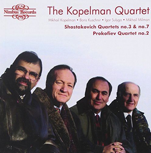 "CD cover featuring The Kopelman Quartet members in coats against a white background."