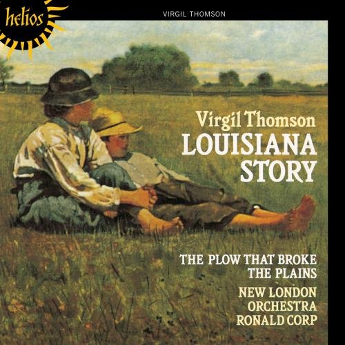 "Album cover featuring a painting of two men sitting in a field."