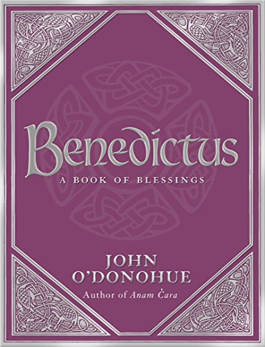 Book cover of "Benedictus" with purple background, Celtic designs, and white text.